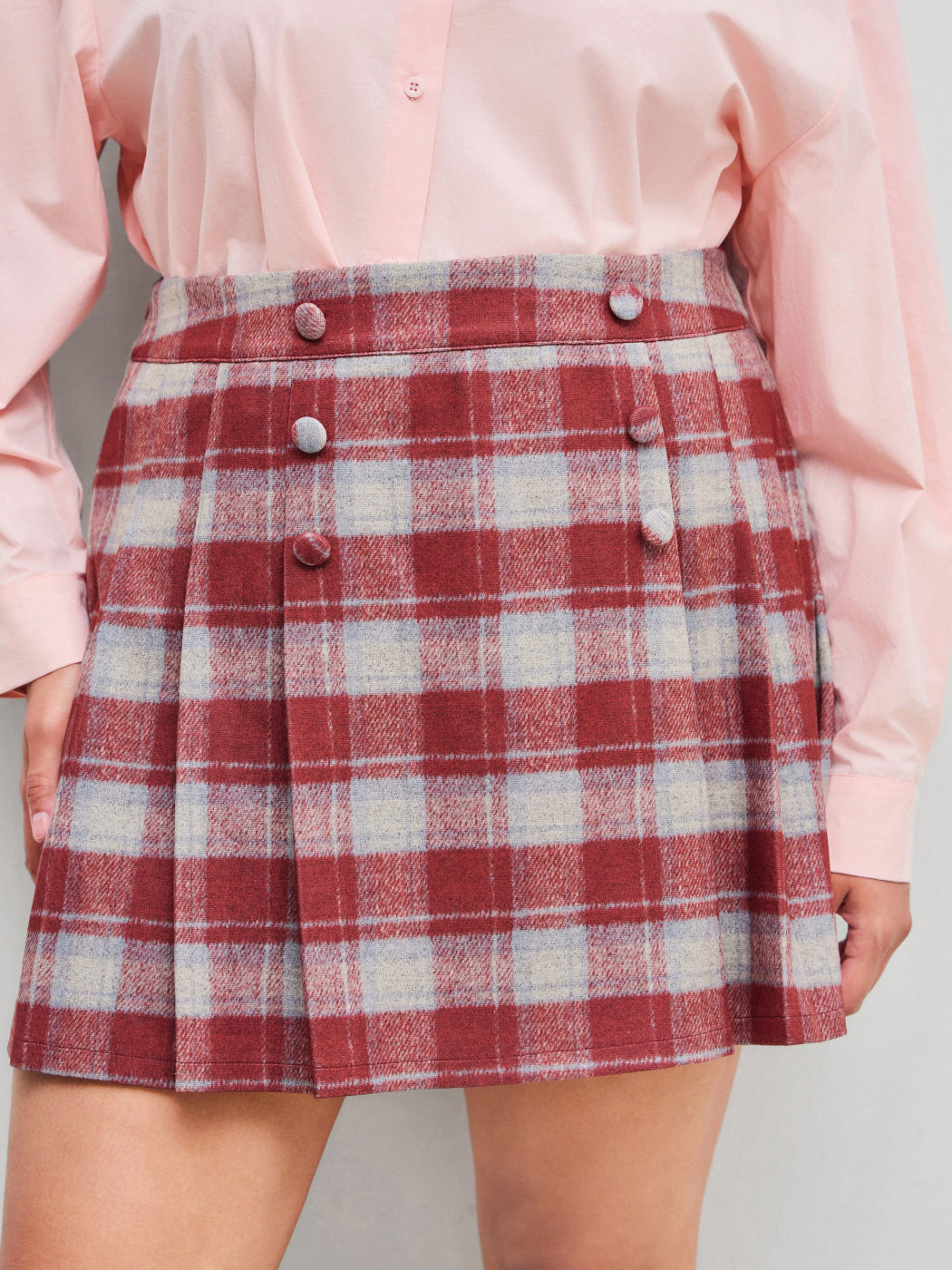 Gingham Faltenrock Mini Kurve & Plus