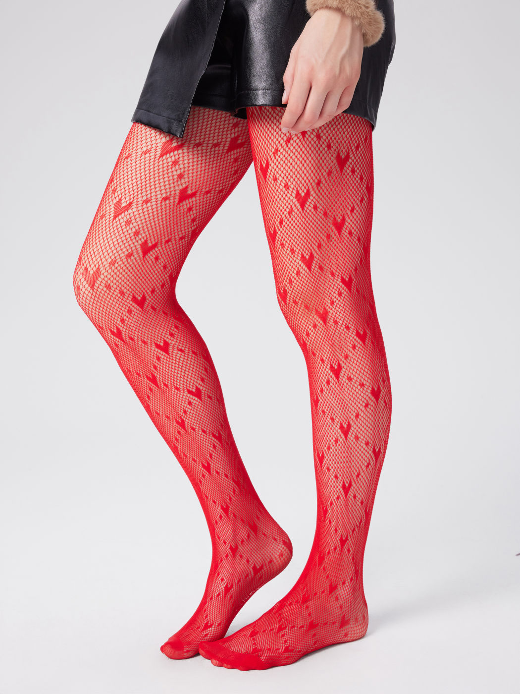HEART & ARGYLE PATTERN TIGHTS