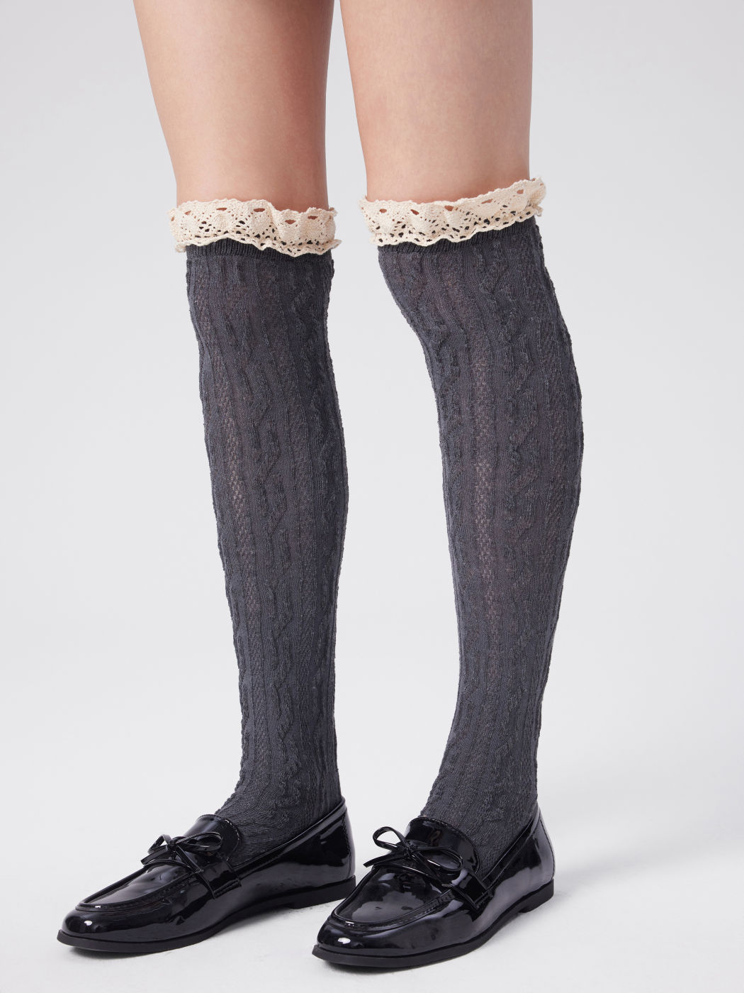 LACE TRIM OVER THE KNEE SOCKS