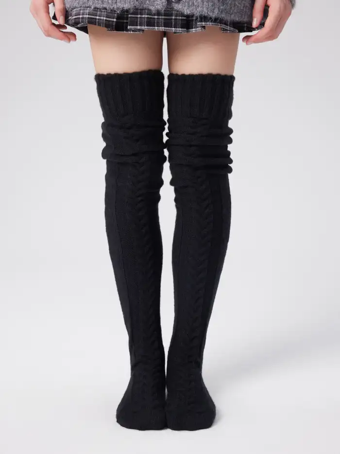 BUCKLE CHUNKY KNEE HIGH BOOTS For School Daily Casual Date Coffee Shop Work