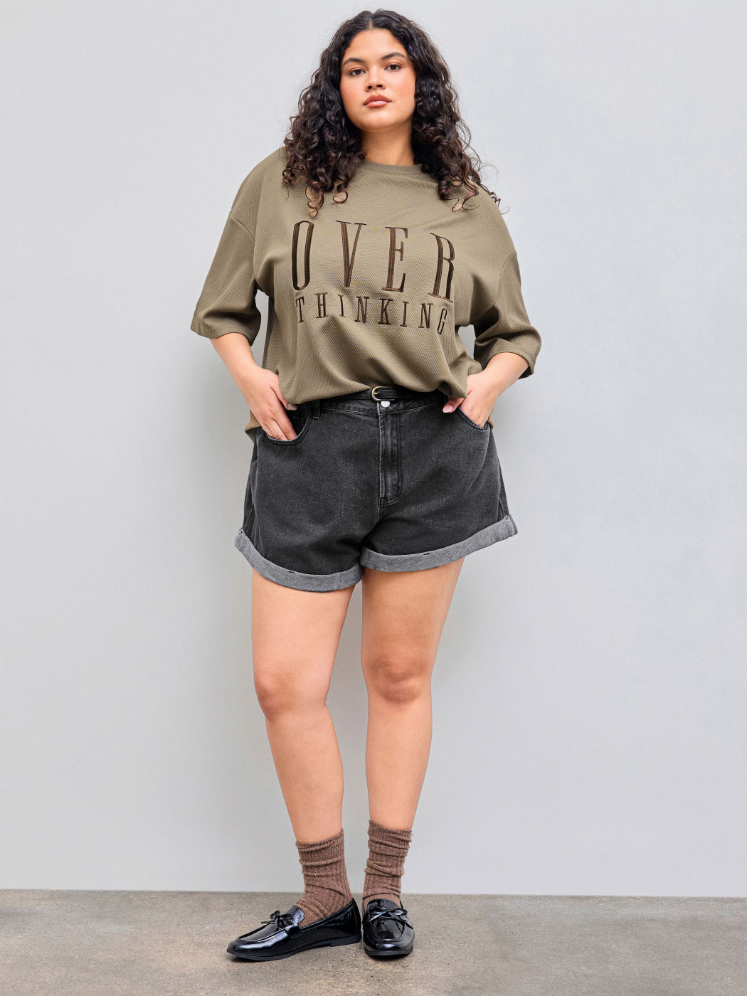 Over Thinking Oversized Graphic Tee Curve & Plus
