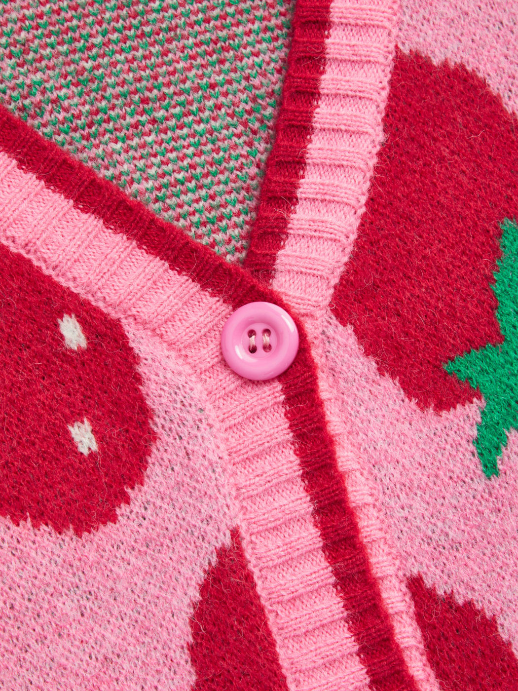 Knit V-neck Strawberry Oversized Cardigan