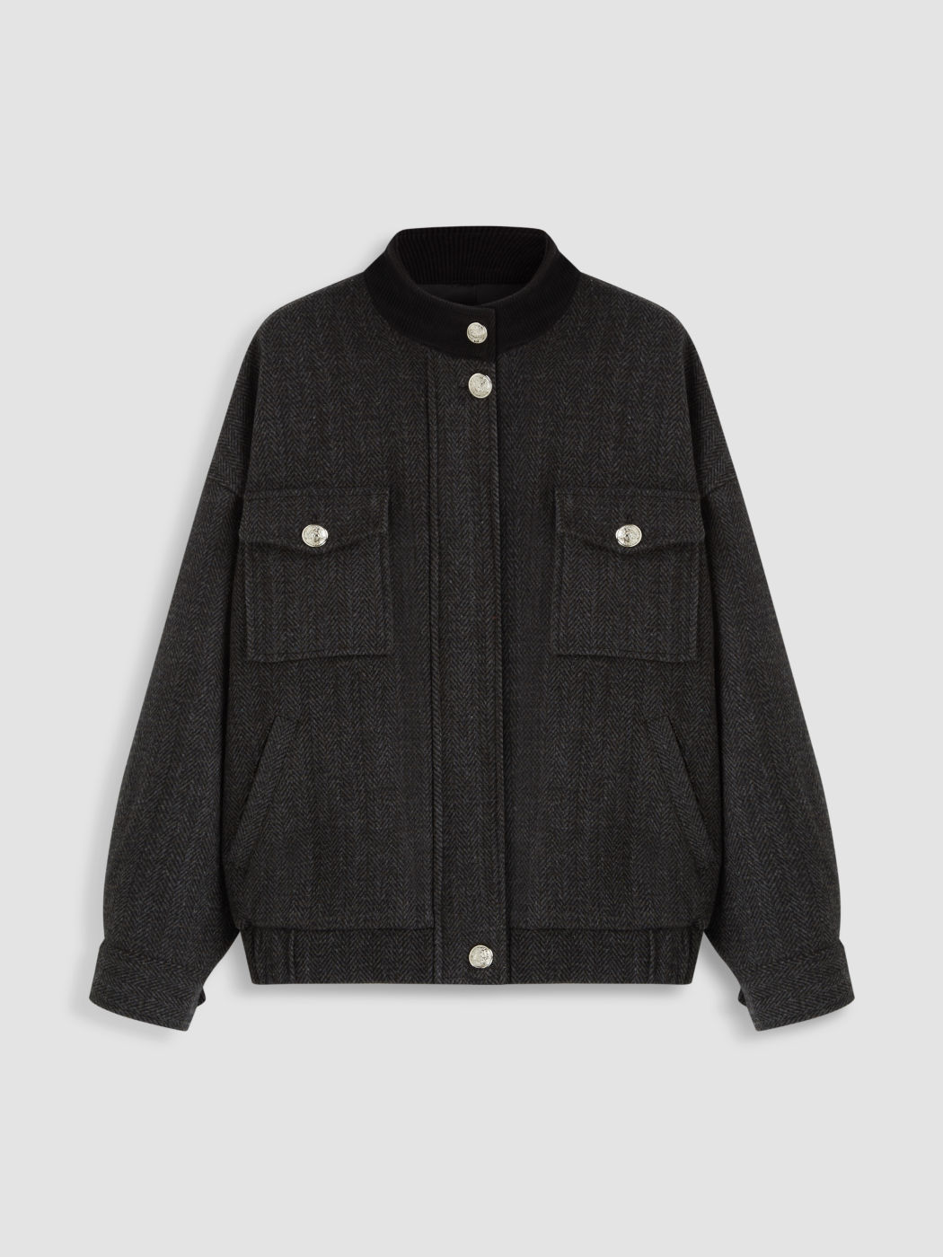 Giacca oversize con collo a imbuto in lana