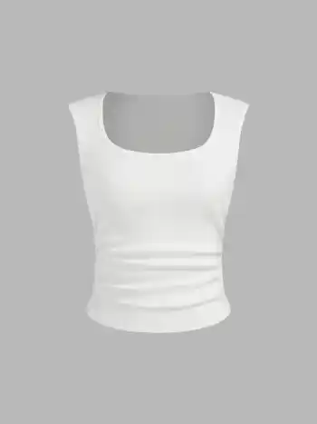 Set aus Bauchtanktop aus Baumwollmischung mit Rüschen und Taschenhosen in Tartanmuster mit Mittelbund