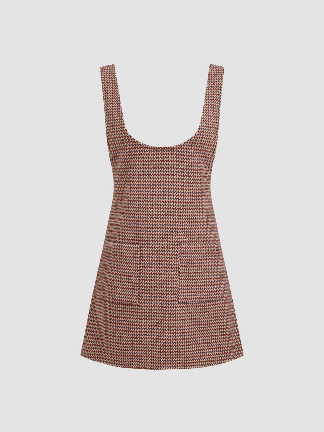 Wool-blend U-neckline Houndstooth Midi Dress