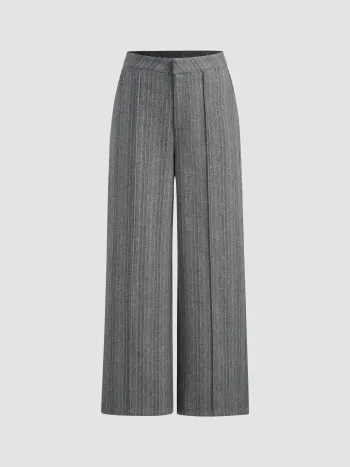 Tweed Mid Rise Solid Pocket Gerade Hosen