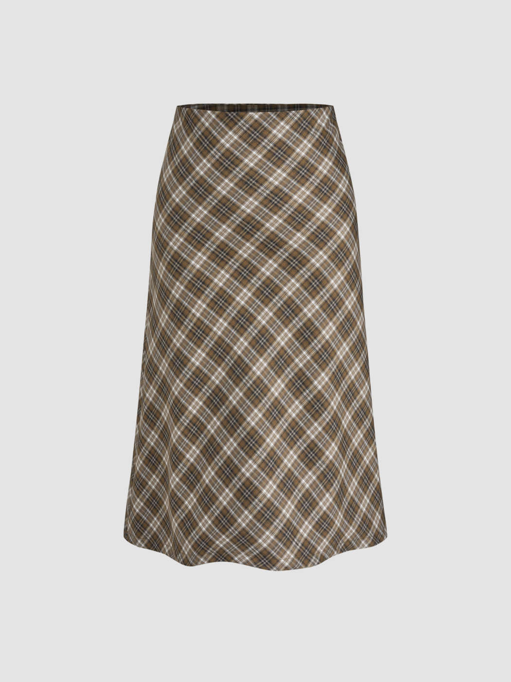 Tessuti simili alla lana Gonna midi tartan a vita media in lana