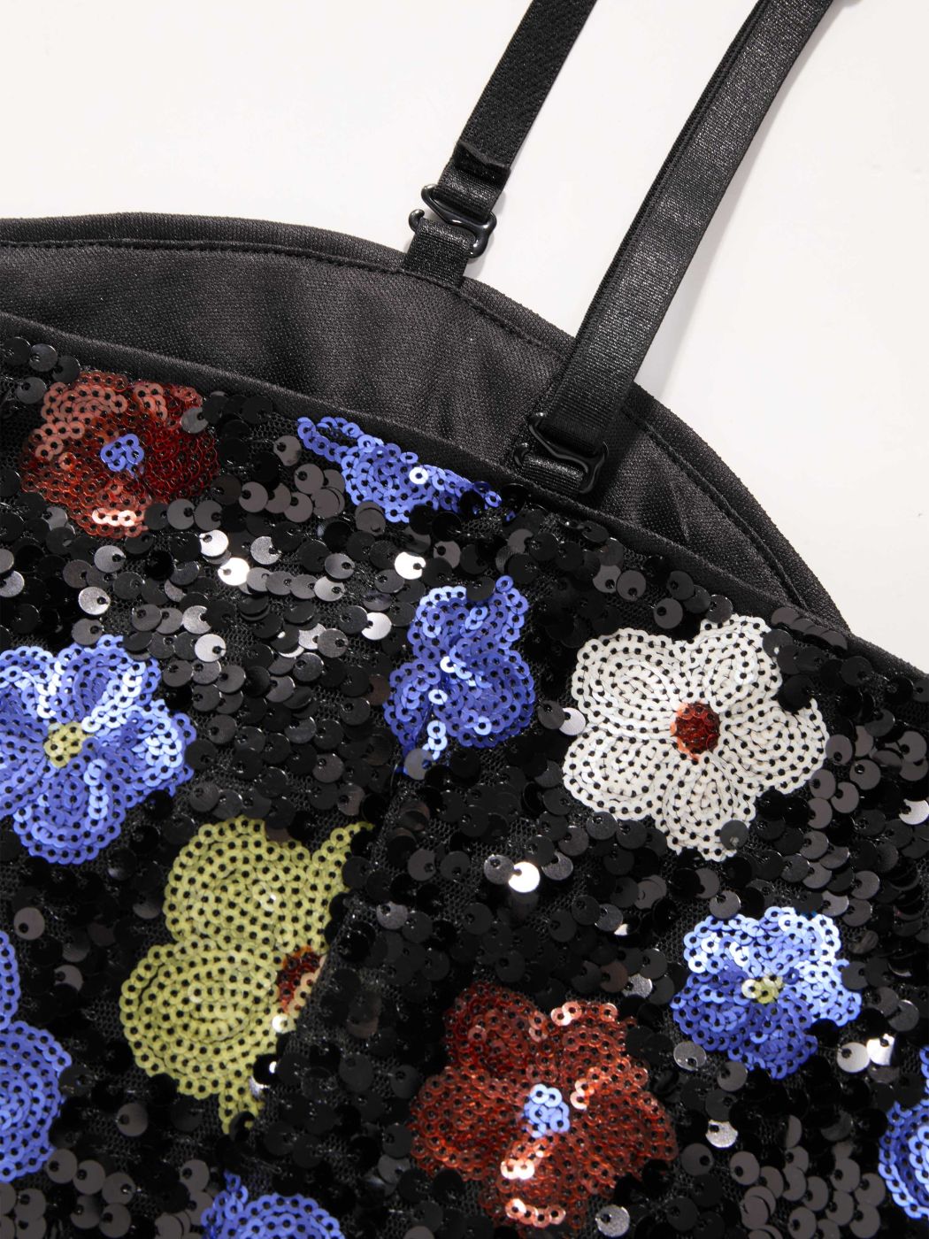 Paillettes Cuore Floreale Spaccato Mini Abito Curve & Plus