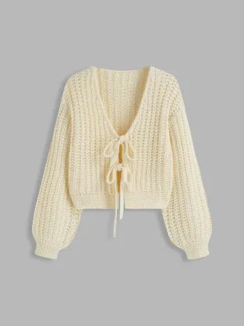 Strickjacke mit V-Ausschnitt, Streifenmuster und Schließband vorne