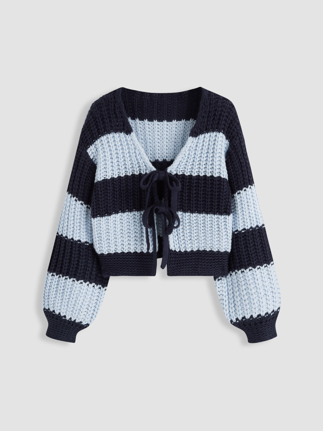 Strick-V-Ausschnitt gestreifter Krawattenfront-Cardigan
