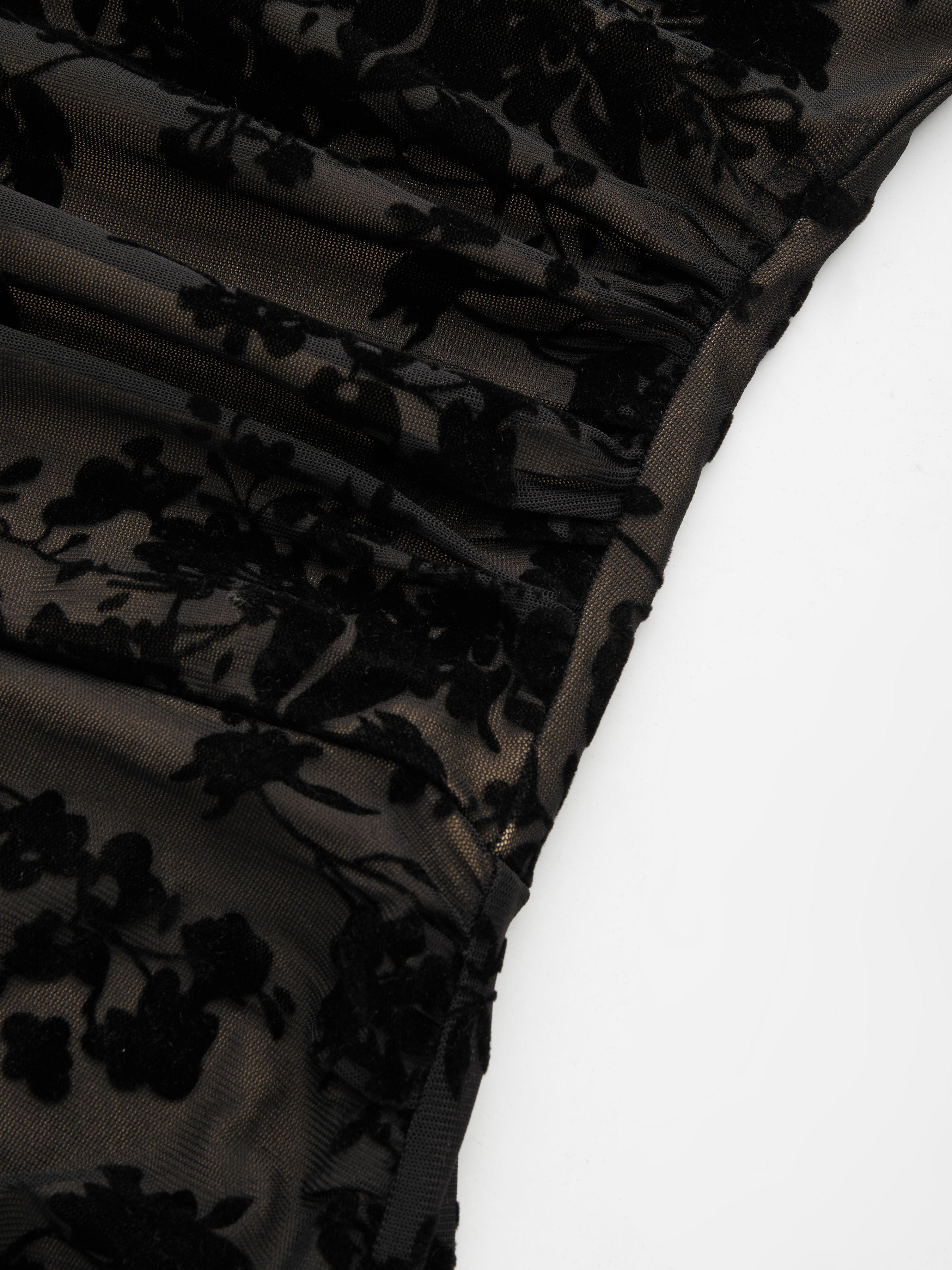 Mesh Mesh Boat Neck Floral Ruched Long Sleeve Maxi Dress For Date