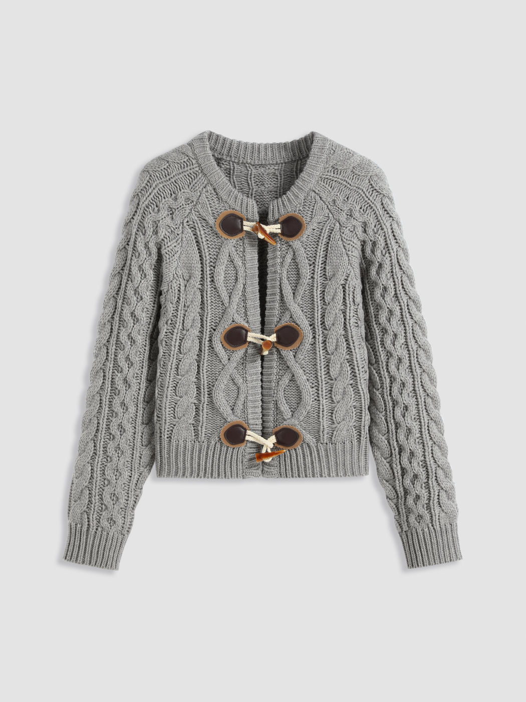 Cable Knit Wool-blend Duffle Cardigan