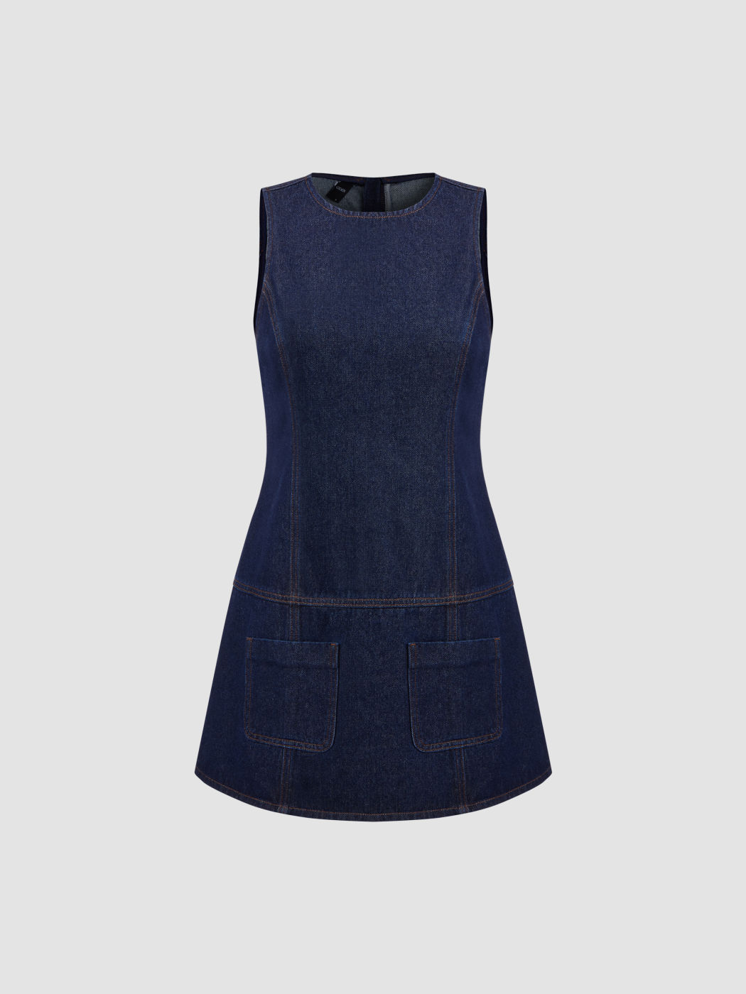 Denim Solid Pocket Mini Dress