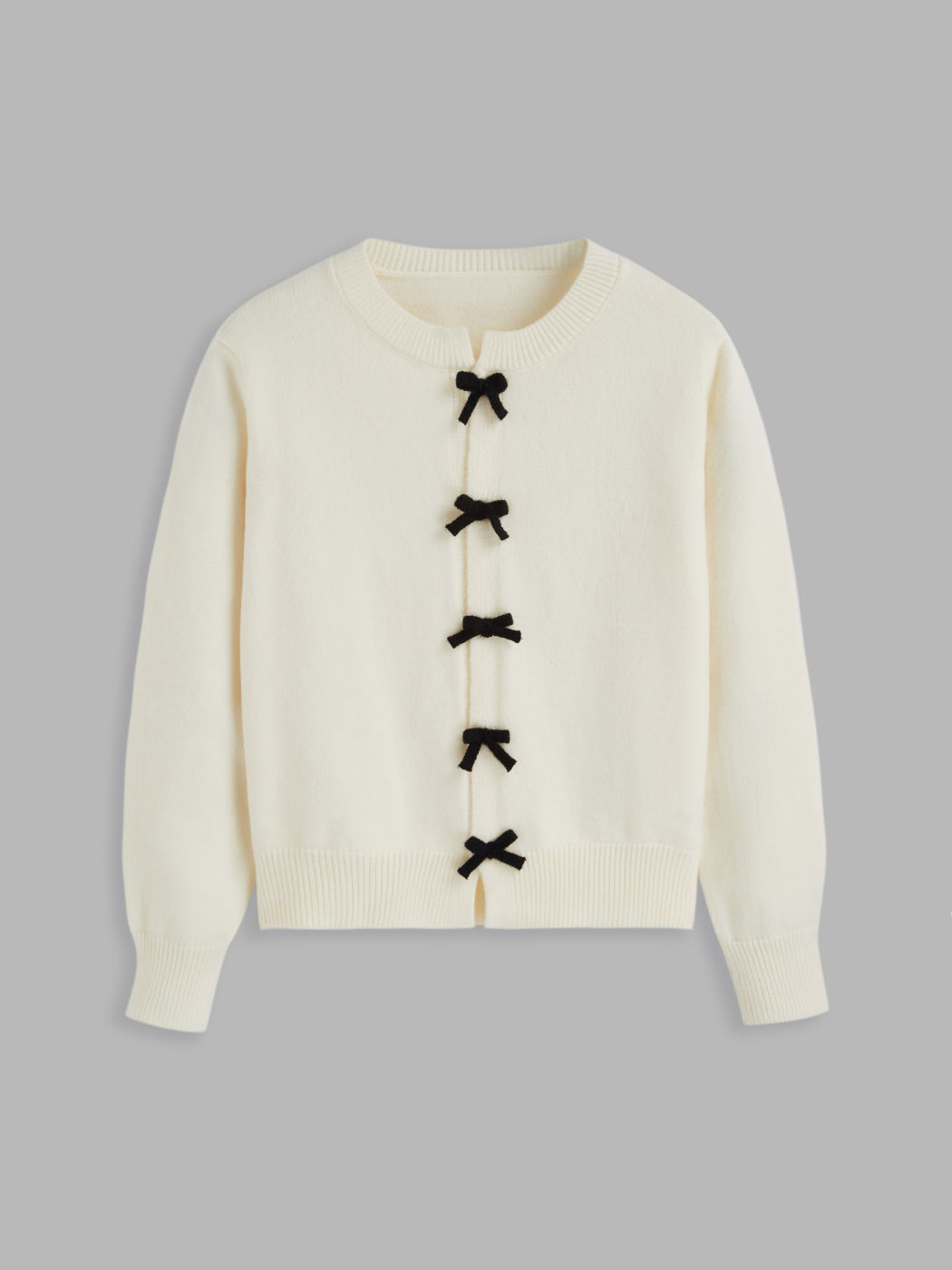 Cardigan in maglia con scollo rotondo e nodo a cravatta Curve & Plus