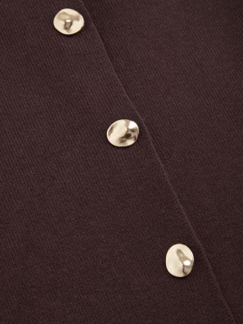 Knitted Boat Neck Solid Button Vest