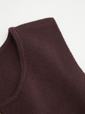 Knitted Boat Neck Solid Button Vest