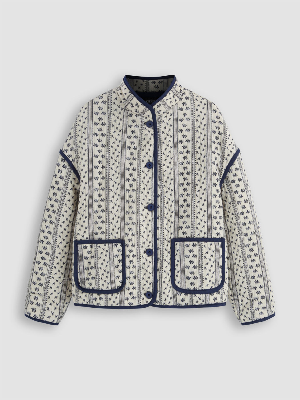 Jacquard Round Neckline Floral Oversized Jacket