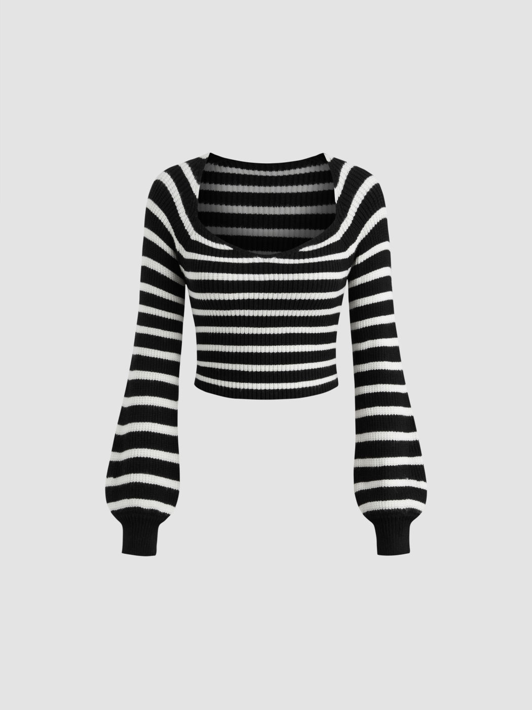 Knit Sweetheart Striped Cropped Sweater