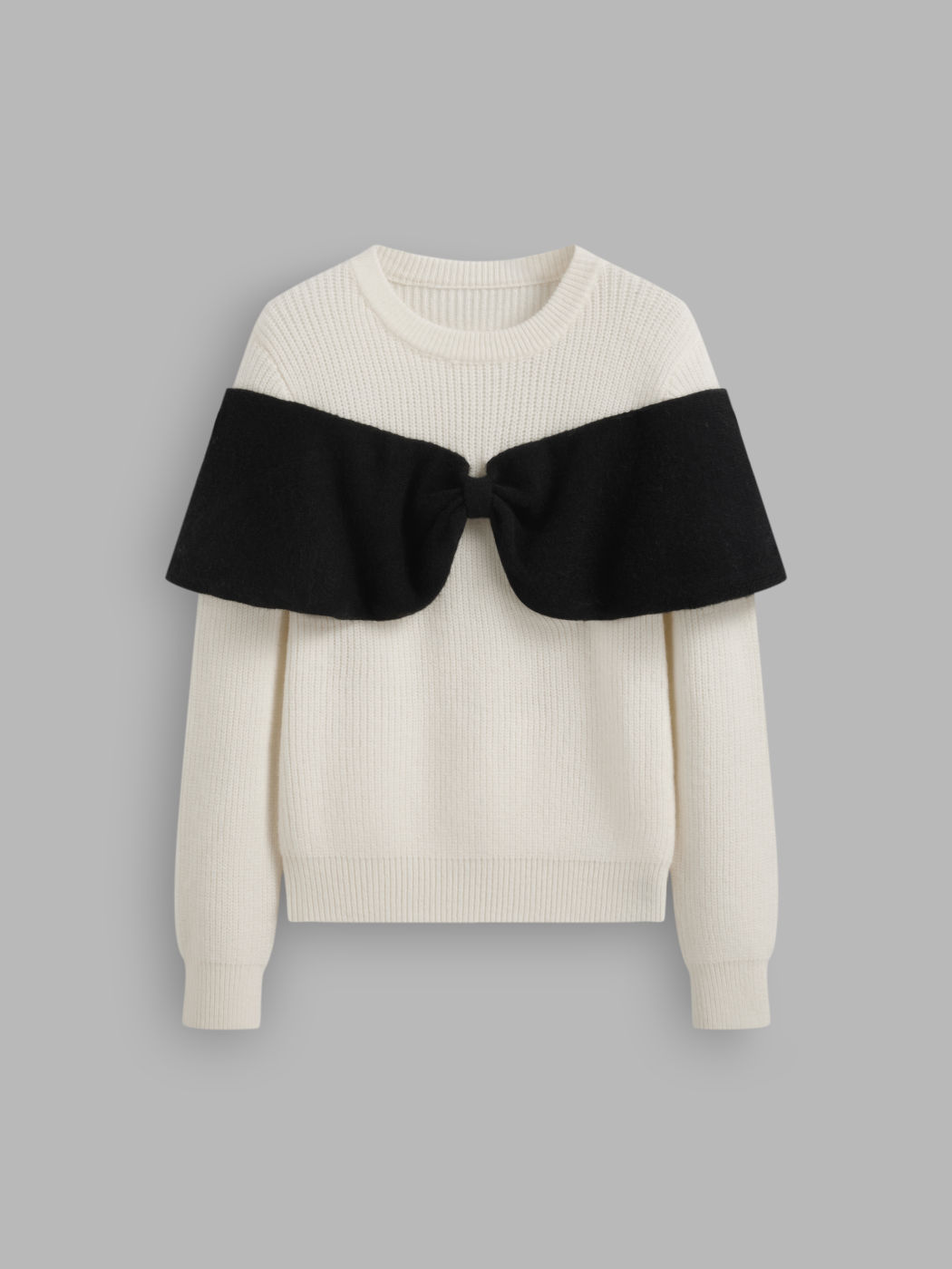Maglione oversize in maglia con fiocco bicolore