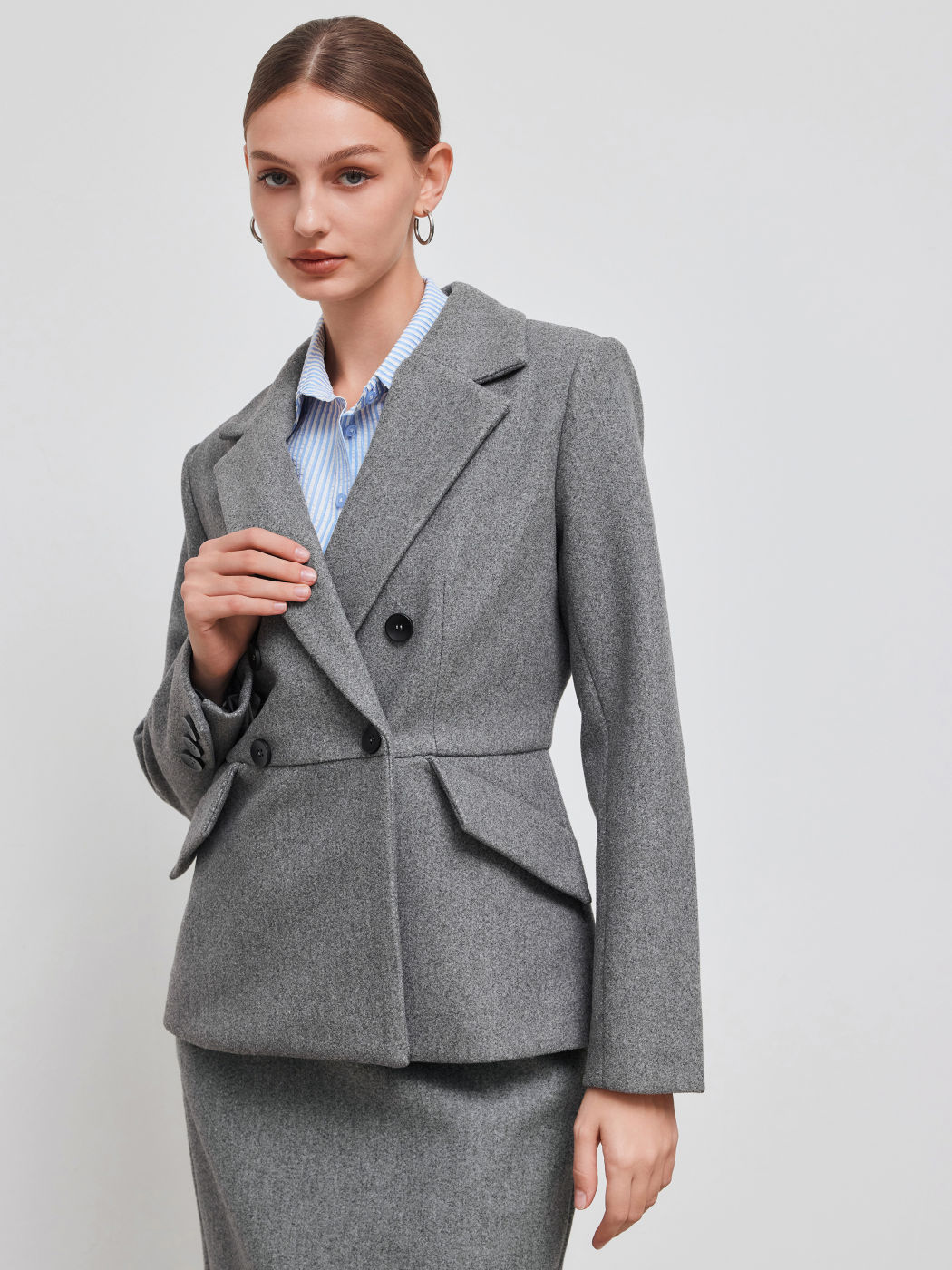 Wool-look Notched Collar Blazer
