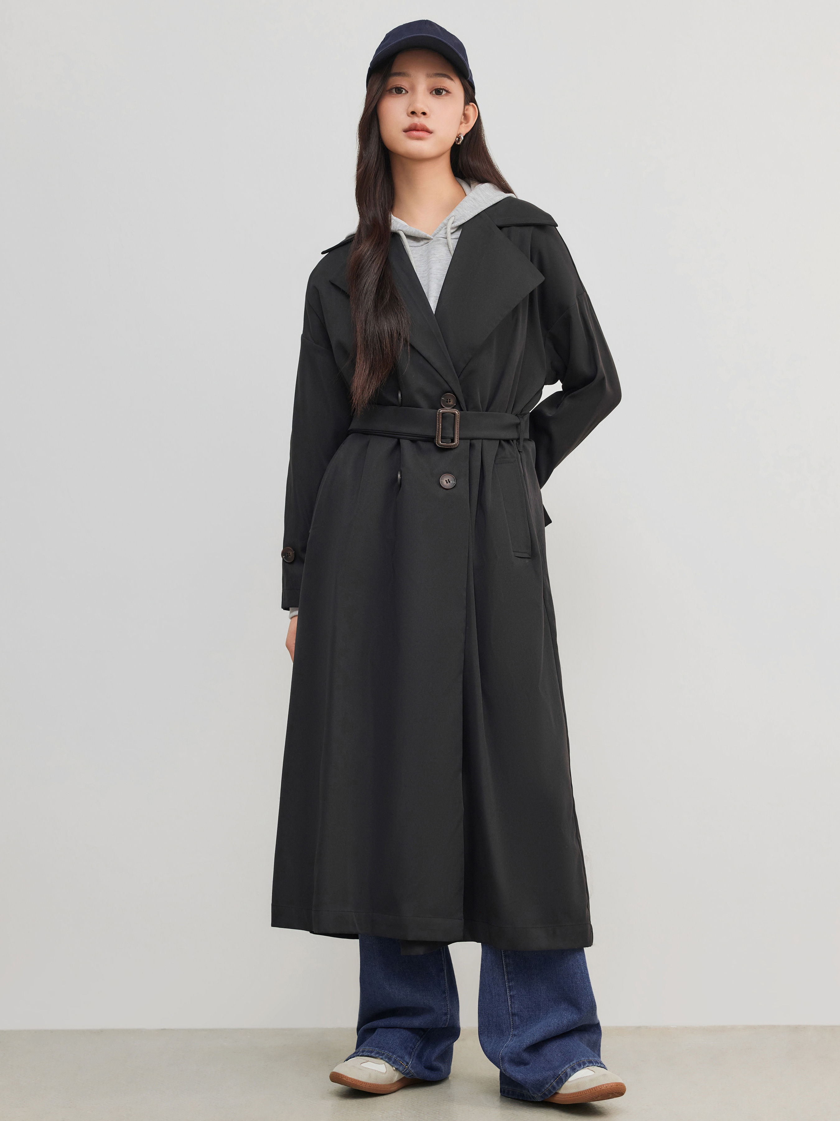 Oversized Trench Coat With Belt For Daily Casual