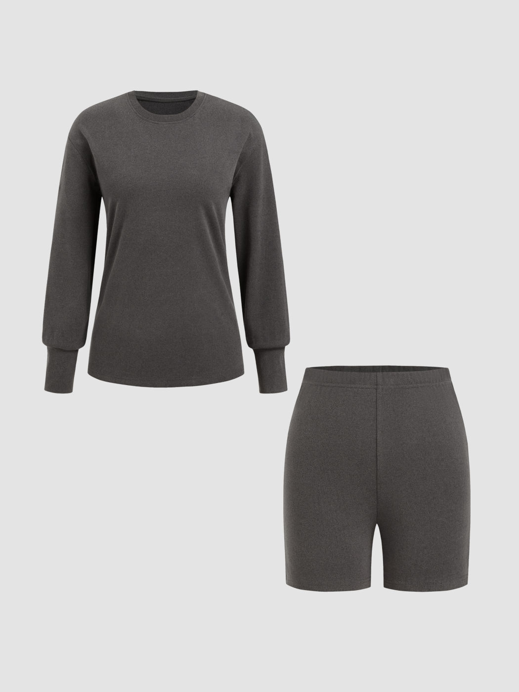 Flanell Langarm-Oberteil & Mid-Rise Shorts Pyjama-Set