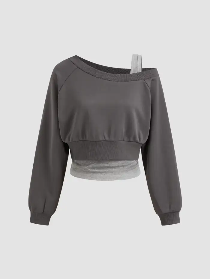 Y2K-Outfits Jersey Jersey Halter Asymmetrisches Patchwork 