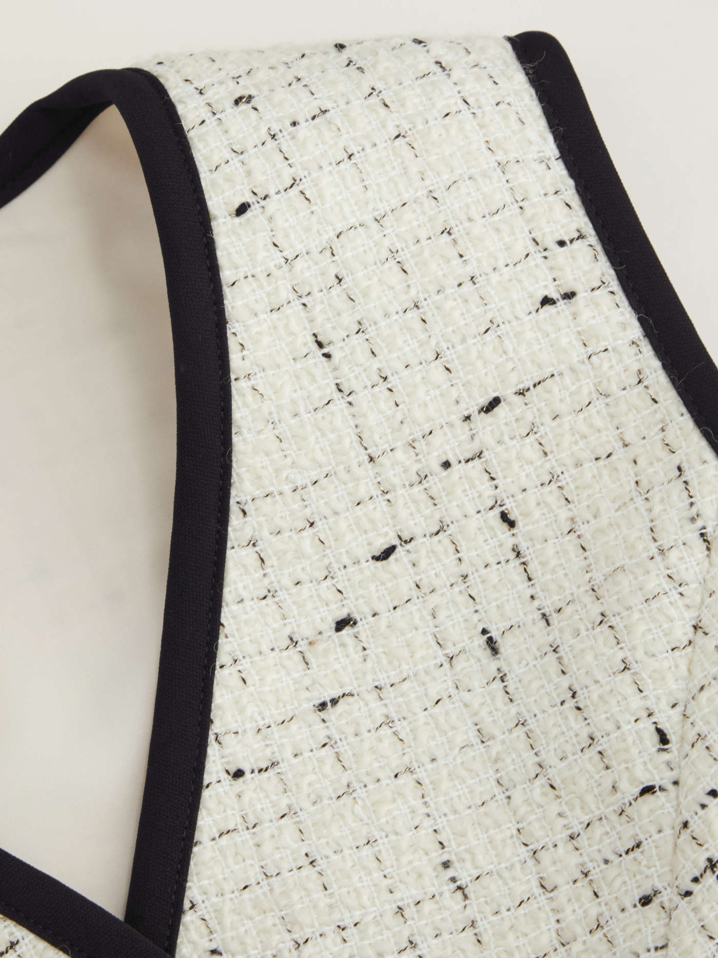 Tweed V-neck Contrasting Binding Mini Dress