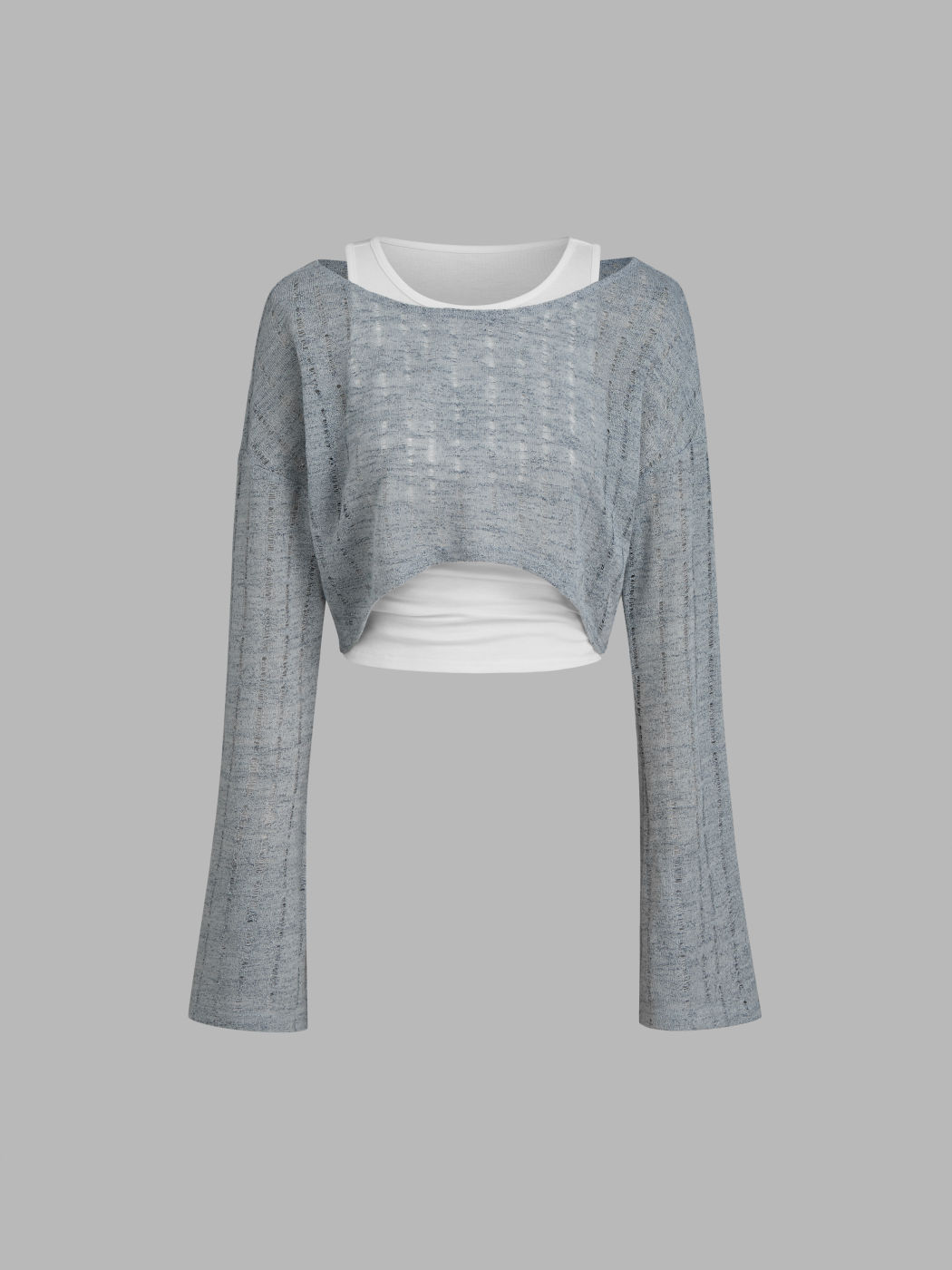 Rundhals-Rushtanktop & Crop-Langarmshirt