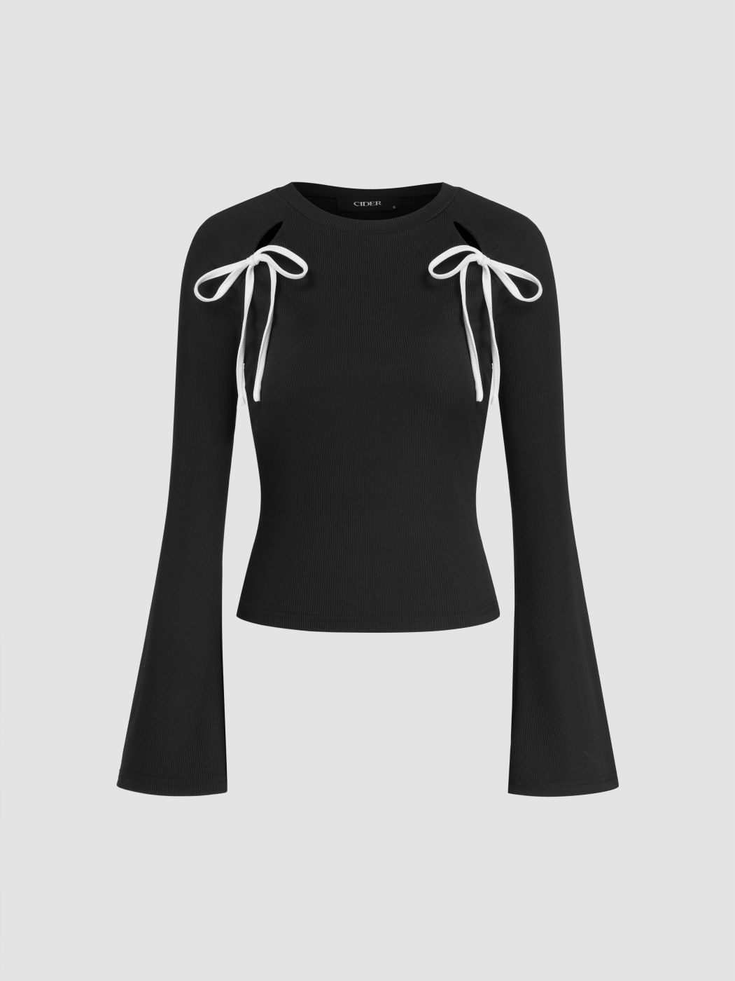 Cut Out Bowknot Bell Sleeve Top
