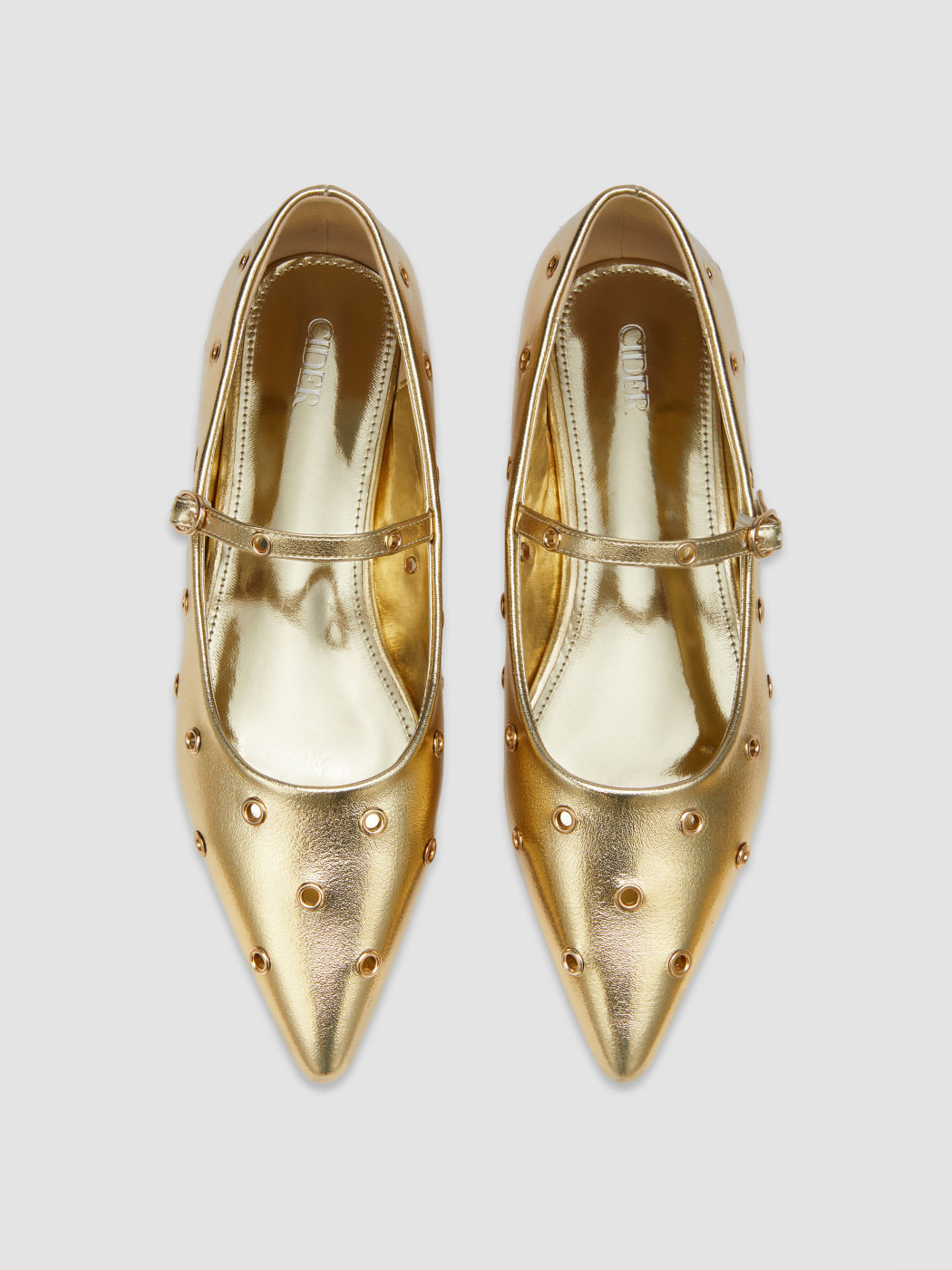 POINTED TOE EYELET FLATS