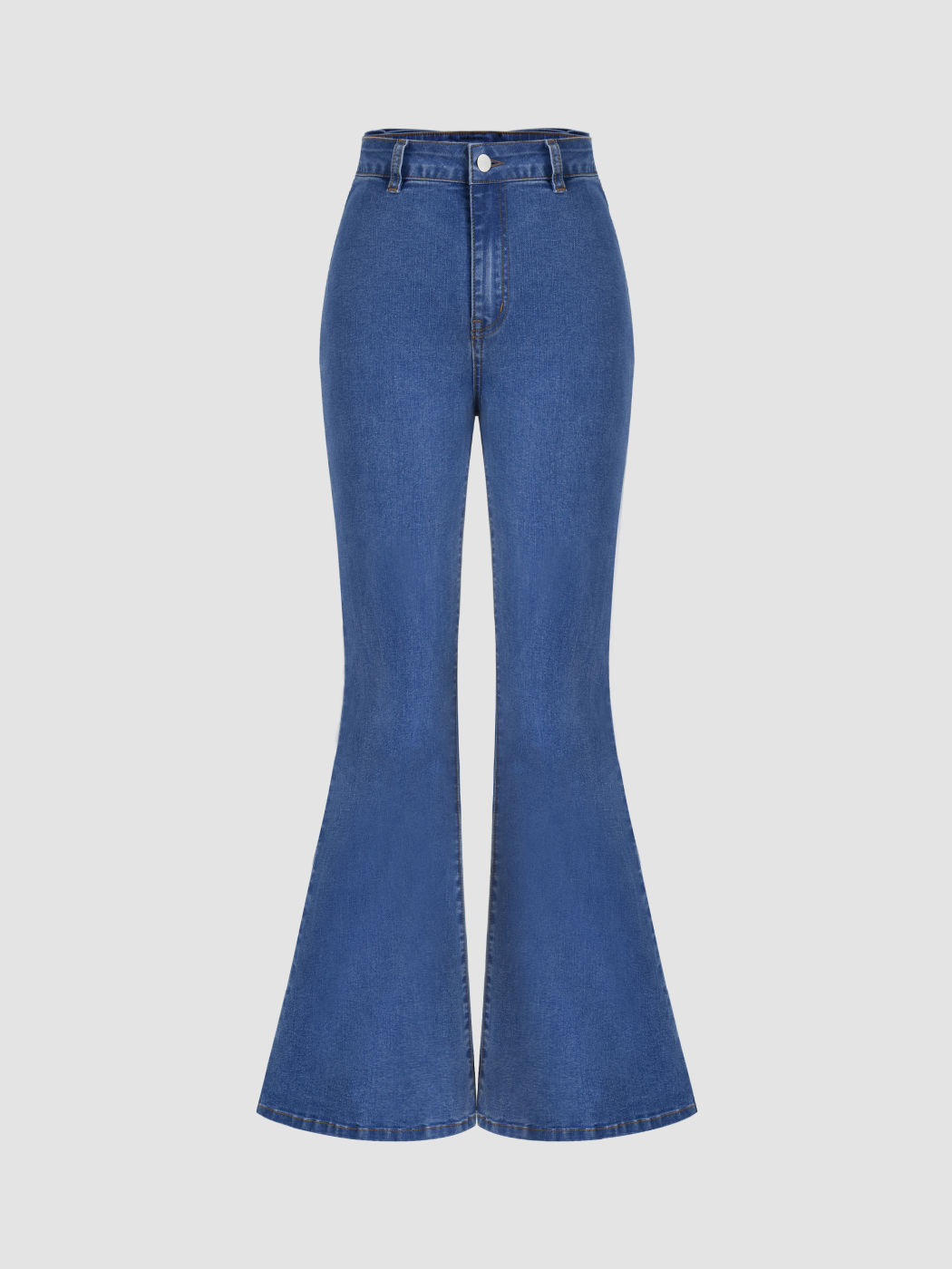 High Stretch Denim Mid Rise Bowknot Flared Jeans