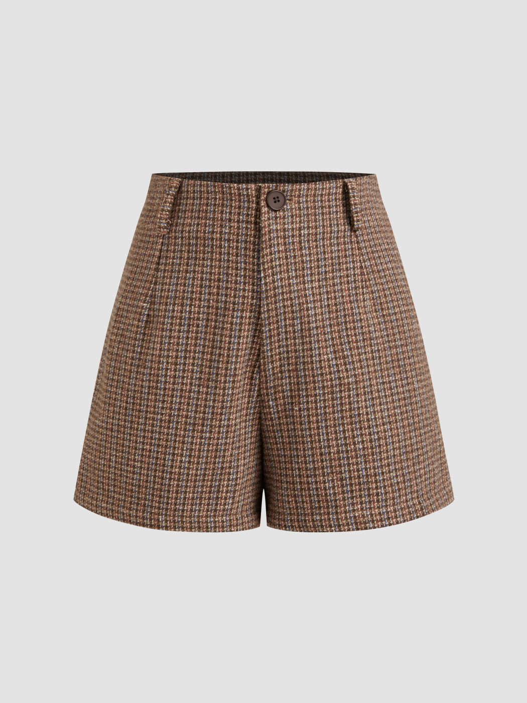 Wollmix Mid Rise Hahnentritt Shorts