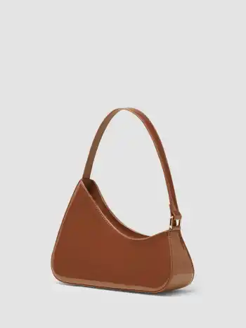 FAUX PATENT LEATHER SHOULDER BAG