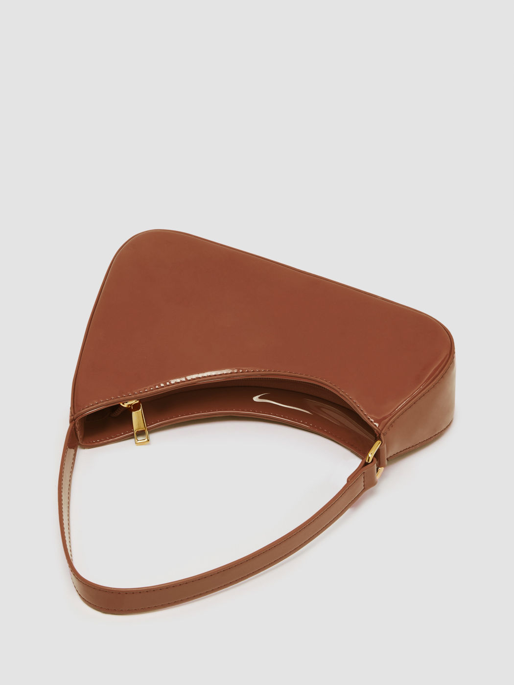 FAUX PATENT LEATHER SHOULDER BAG