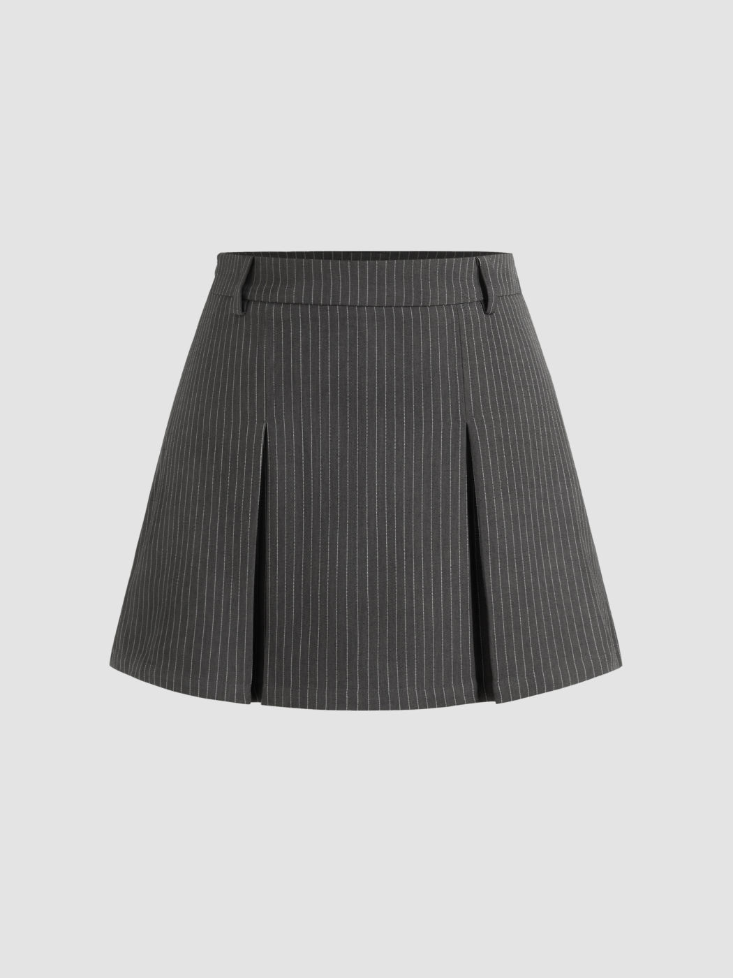 Mid Rise Stripe Pleated Mini Skirt