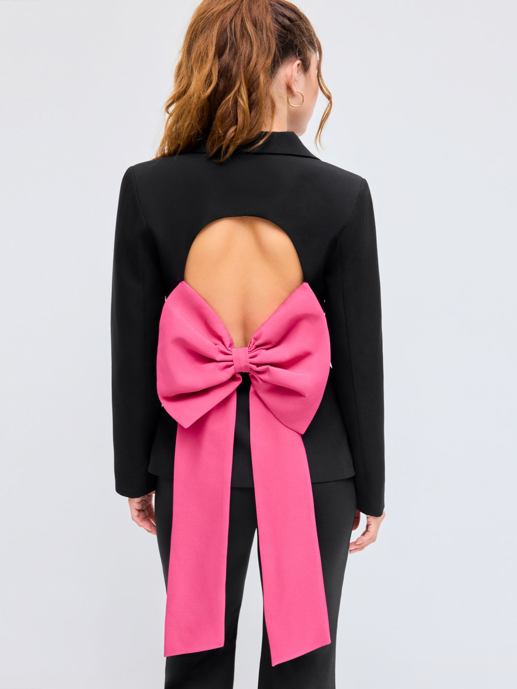 Kragen Einfarbig Cut Out Schleife Blazer
