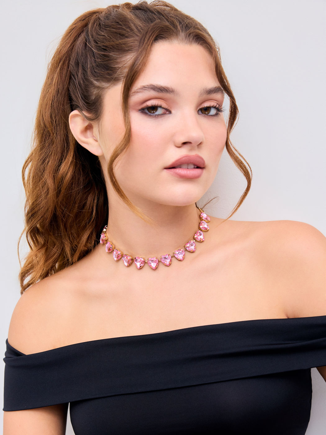 RHINESTONE HEART CHAIN NECKLACE