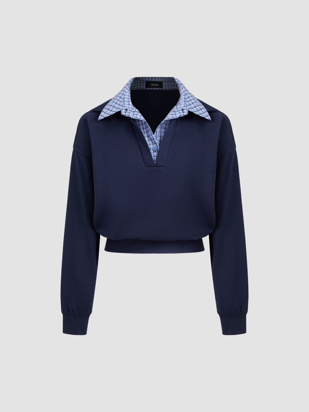 Terry Checks Collar Sweatshirt 