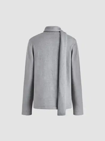 Cardigan oversize con bottoni in maglia e sciarpa