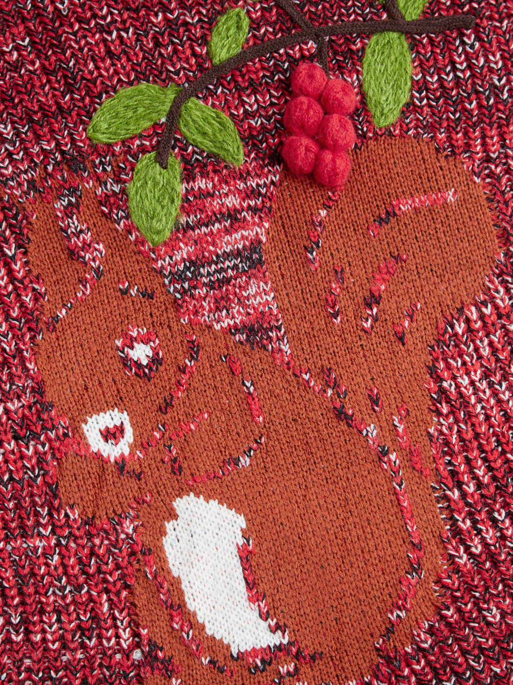 Knit High Neck Squirrel Graphic Oversized Sweater