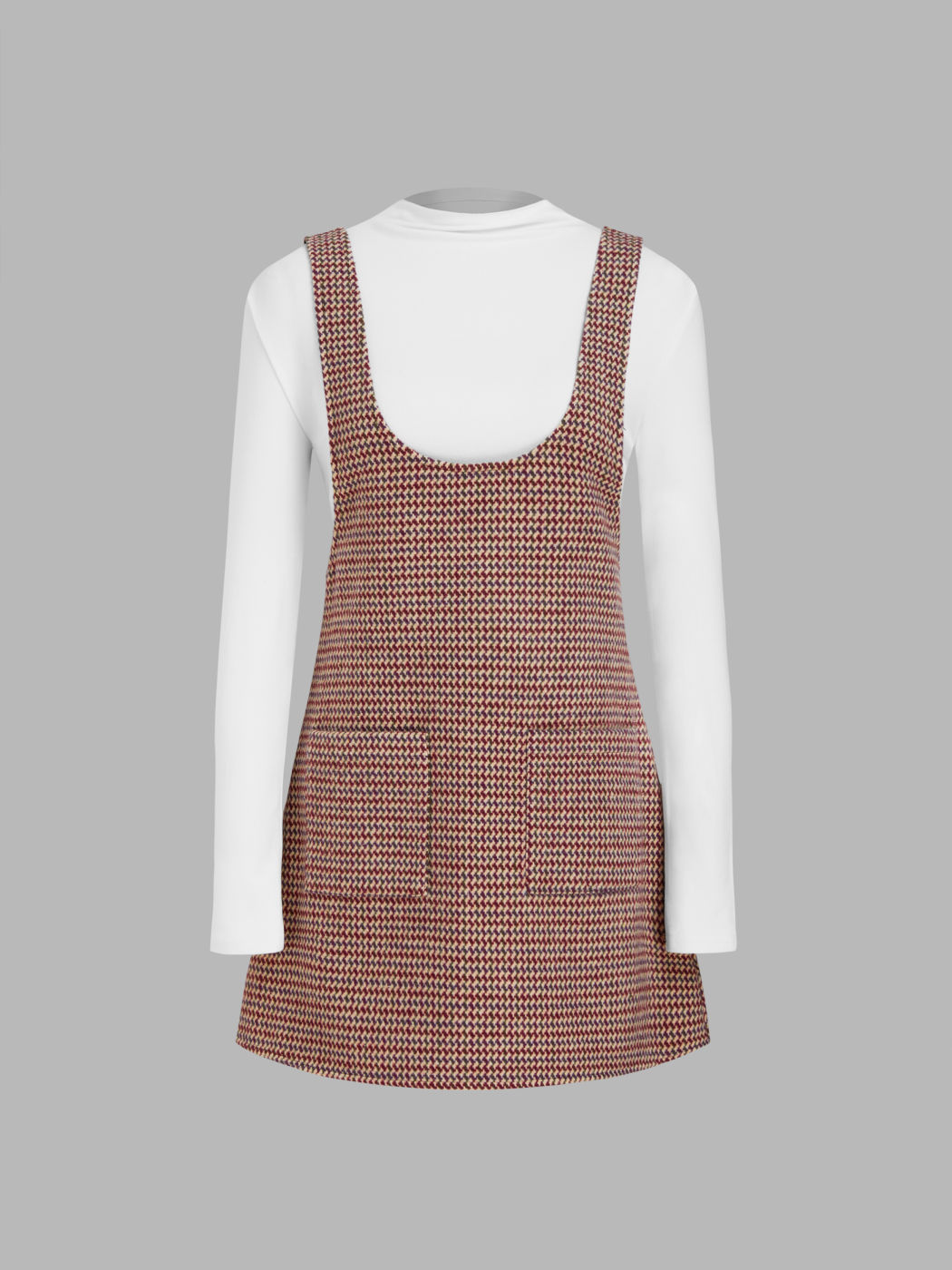 Wool-blend U-neckline Houndstooth Midi Dress