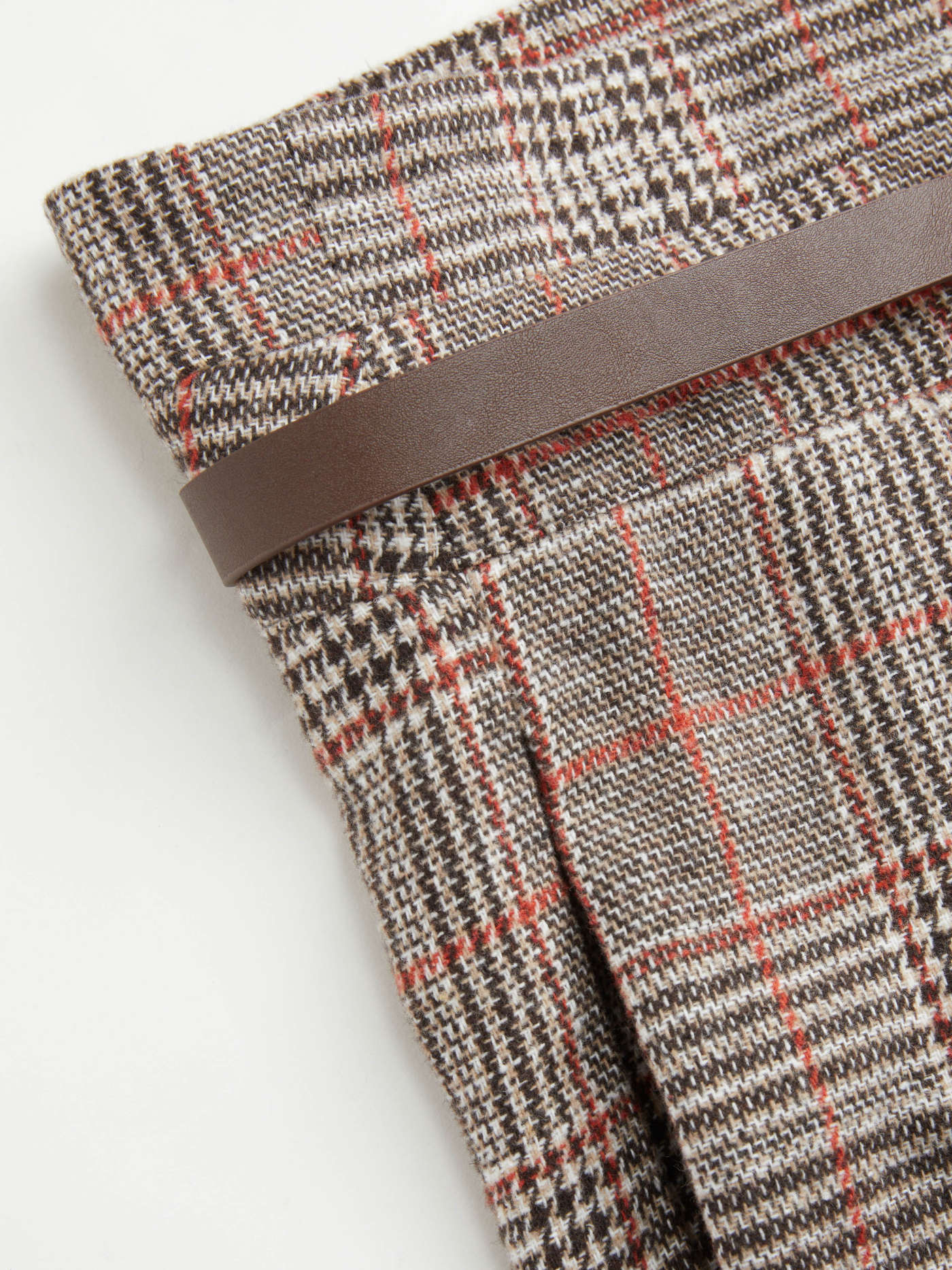 Houndstooth Mid Waist Belted Wide Leg Trousers Curve & Plus