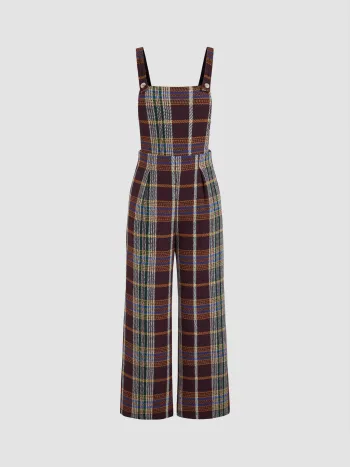 Tweed-Karo-Knopfweite Overalls