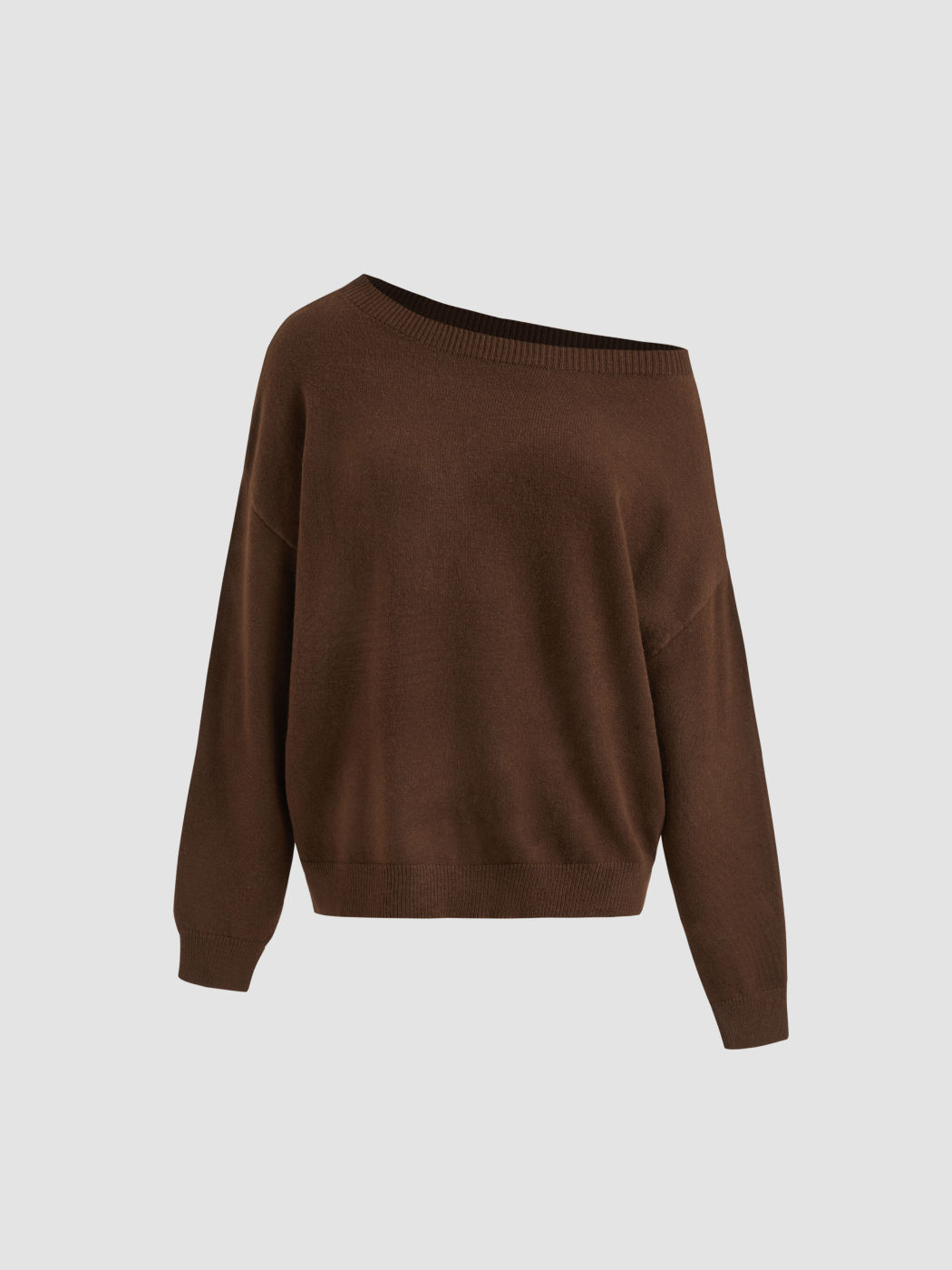 Knit Asymmetrical Neck Oversized Sweater