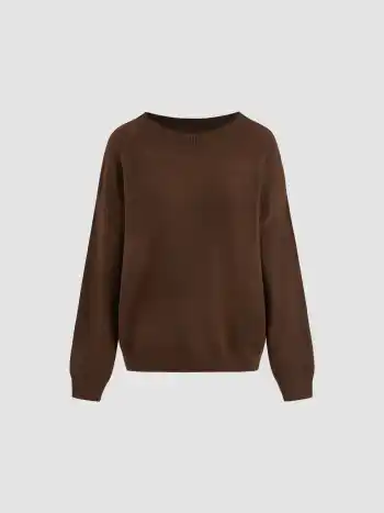 Knit Asymmetrical Neck Oversized Sweater