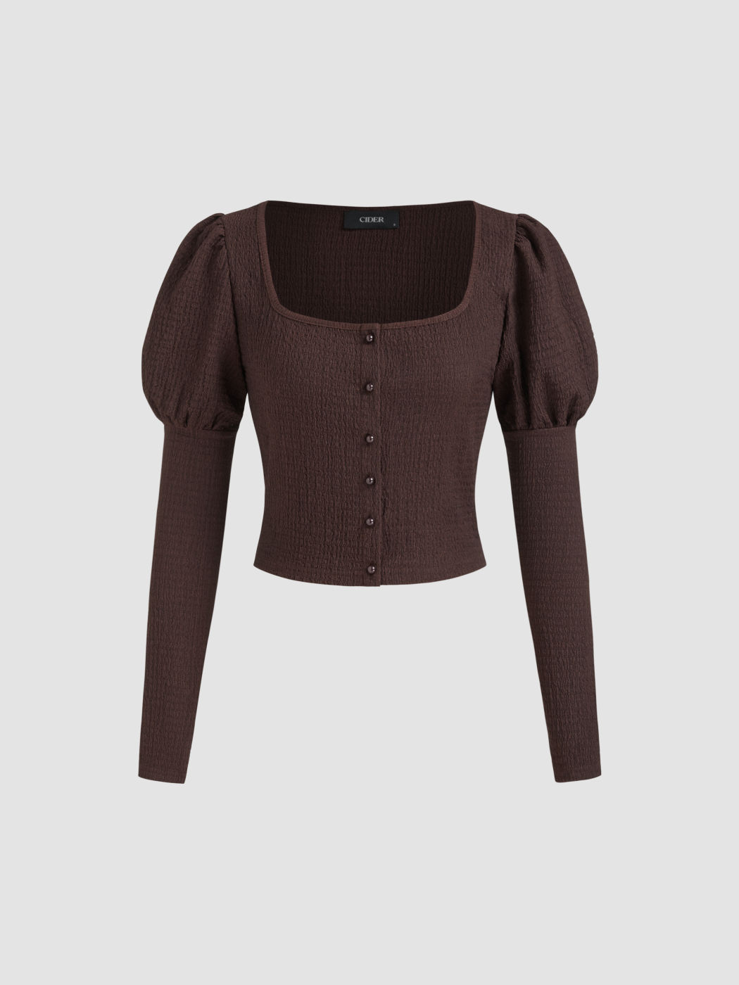 Top con scollo quadrato e maniche a sbuffo