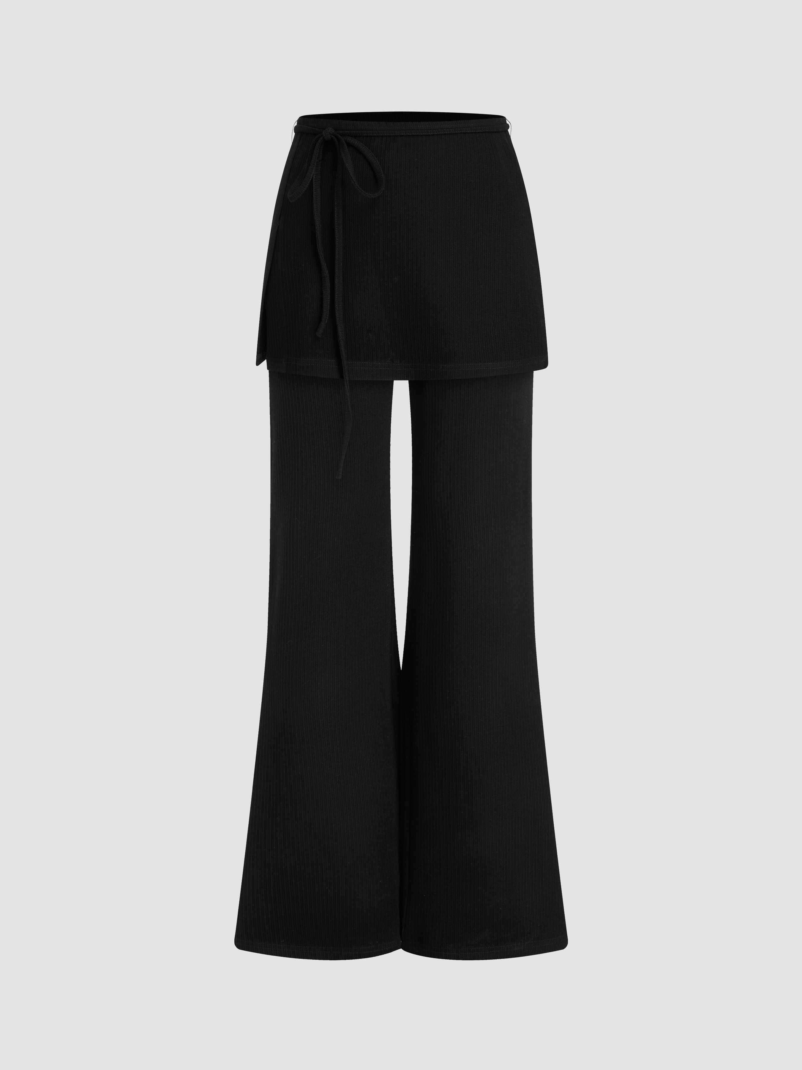 Mid Rise Straight Leg Trousers & Wrap Mini Skirt