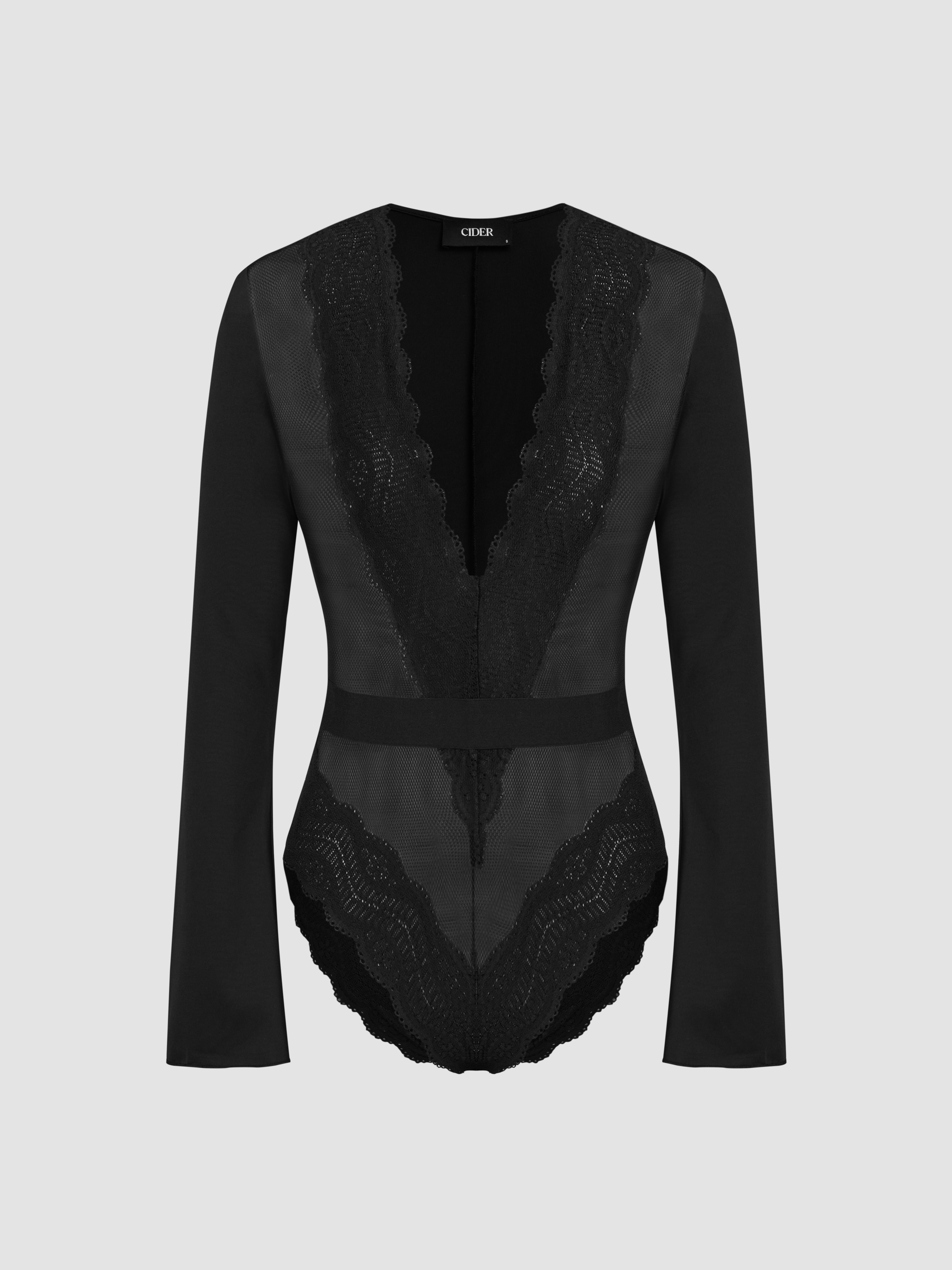 レース レース花柄シースルーボディスーツ For デイリーカジュアル