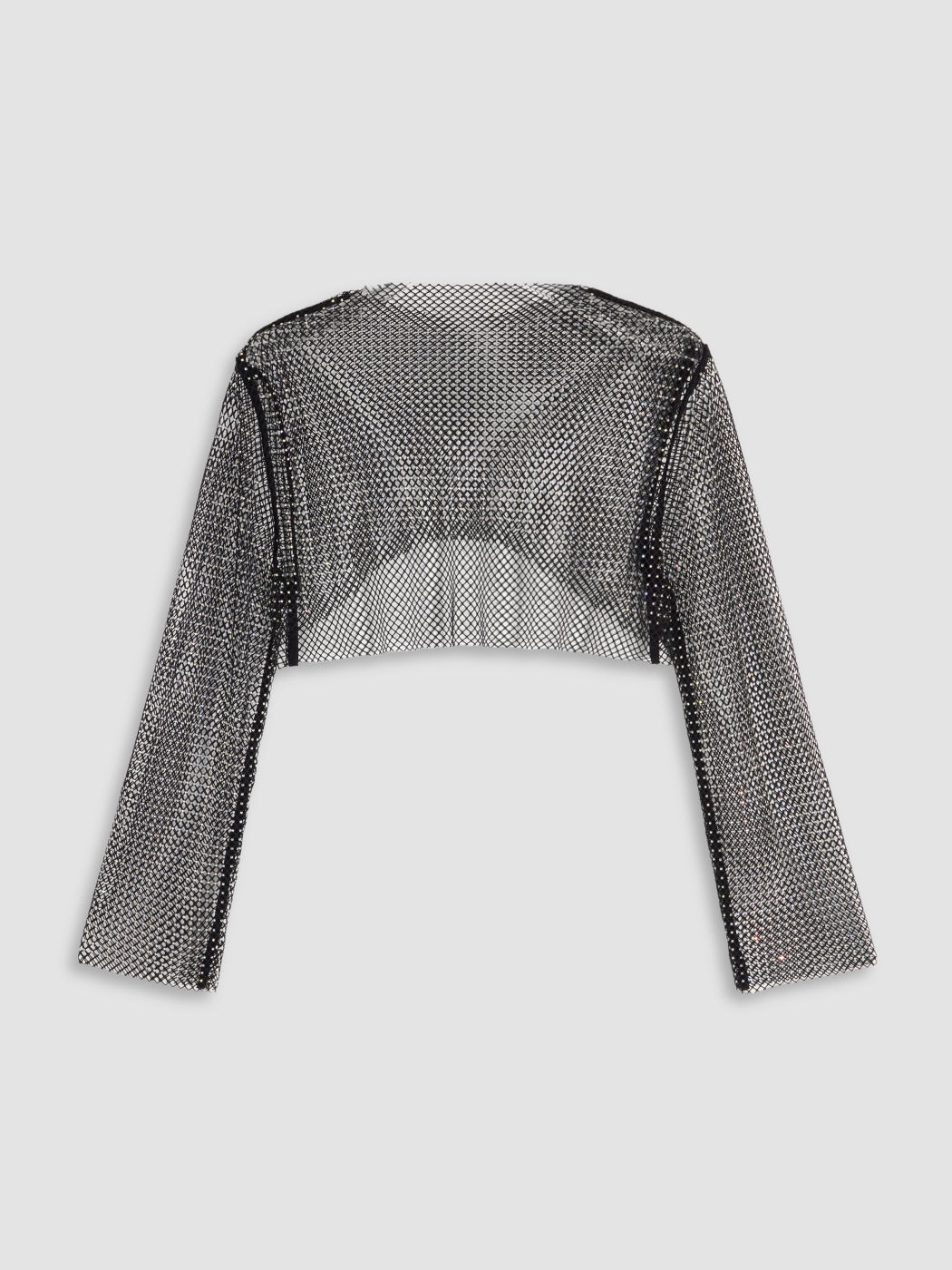 Mesh Round Neckline Solid Rhinestone Hollow Out See-through Crop Top Curve & Plus